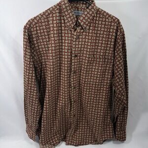 Bullock & Jones San Francisco‎ Mens Red Green Circle Button Up Shirt USA Medium